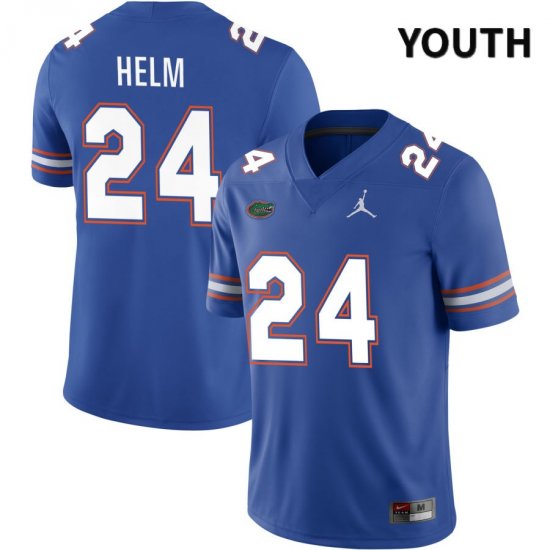 Youth Florida Gators #24 Avery Helm NCAA Jordan Brand Royal NIL 2022 Authentic Stitched College Football Jersey PVS3762HV